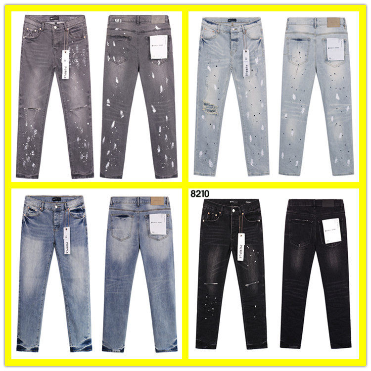 2024 American Style Trendy Brand Ripped Patchwork Ash Gray Men