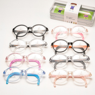 儿童硅胶超轻柔软眼镜圆框近视弱视配度数45 番茄同款 眼科小码