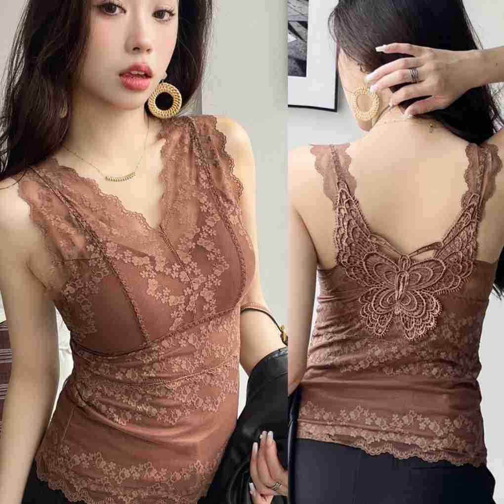 秋冬新款法式蕾丝保暖背心宽肩带背心蝴蝶美背内搭百搭打底内衣,女士内衣/男士内衣/家居服,保暖背心,淘宝优惠券,粉丝福利购,淘宝优惠卷