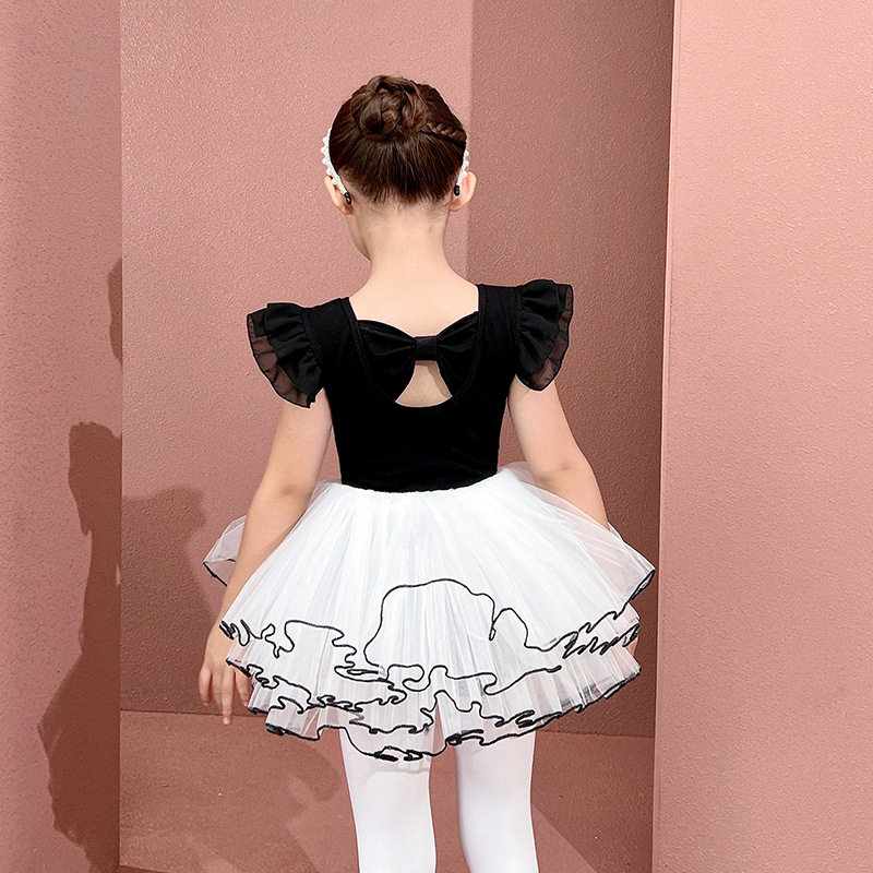 宾娜诗儿童舞蹈服夏季女童中国舞黑色练功服幼儿芭蕾舞裙女孩舞裙