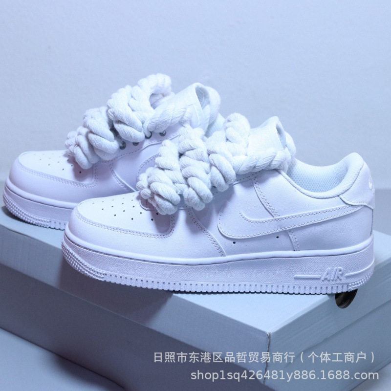 Cross-Border Wholesale Af1 Hemp Rope Sneakers with Thick Laces, Women's Sports Shoes, Air Force One Limited Edition Casu