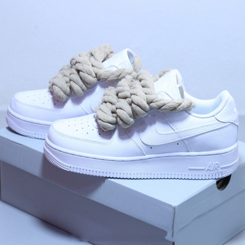 Cross-Border Wholesale Af1 Hemp Rope Sneakers with Thick Laces, Women's Sports Shoes, Air Force One Limited Edition Casu foto 6