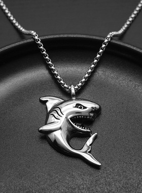 欧美项链朋克吊坠嘻哈配饰鲨鱼