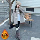 女童加厚外套2025年秋冬新款韩系皮毛一体风衣中大儿童毛毛衣冬装，童装外套，祺儿童装