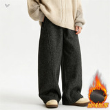 女童秋冬加绒加厚裤子2025年新款中大童纯色阔腿裤休闲弯刀裤长裤，童装裤子，祺儿童装