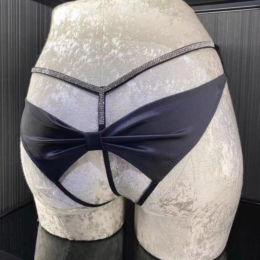 低腰女三角裤绸缎闪钻腰带