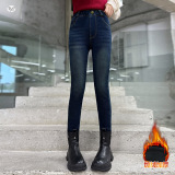 女童秋冬加绒小脚裤2025年新款中大儿童皮标铅笔裤保暖紧身裤长裤，童装裤子，祺儿童装