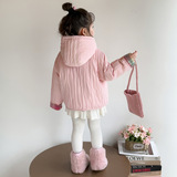 女童洋气冬季格子加厚棉衣女2025新款保暖棉服冬装两面穿休闲P99，童装棉衣，祺妙童装