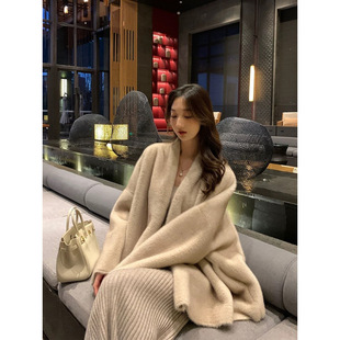 财阀千金氛围感慵懒环保中长款水貂绒皮草时尚洋气水貂毛毛冬外套