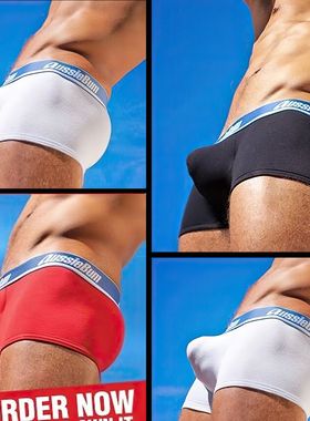 AUSSIEBUM男士简约舒适贴身平角裤系列运动透气平角内裤跨境发