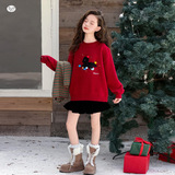 女童毛衣2025年秋冬新款卡通小马毛球针织衫中大童新年打底衫上衣，童装毛衣，祺儿童装