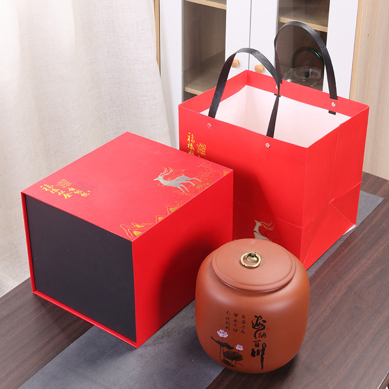 新款红色喜庆1斤装陶瓷紫砂茶叶包装盒红茶普尔茶金骏眉礼品盒