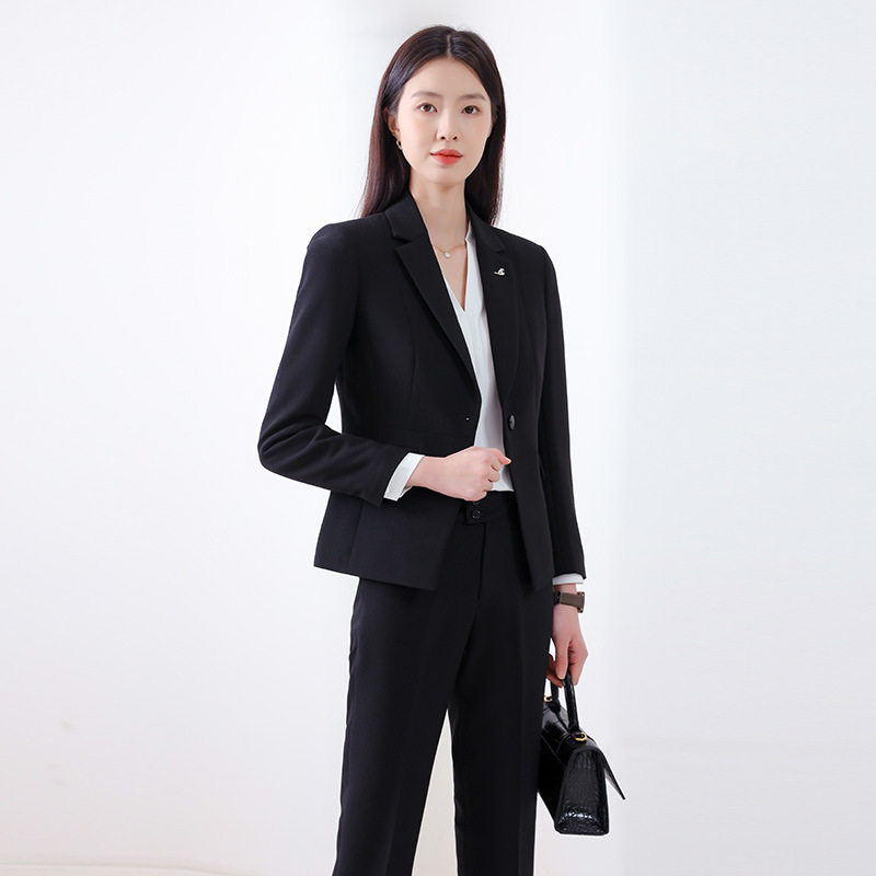 职业西装套装女正式场合西服大码黑色公务员前台工装面试高档正装