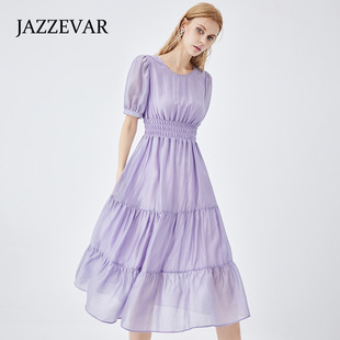 翡格依2026夏季新款嘉泽华法式方领收腰显瘦天丝亚麻连衣裙长裙女