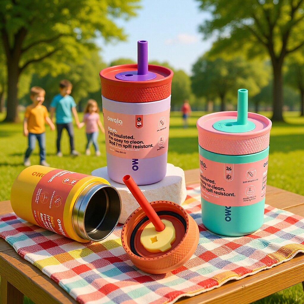 新款owala杯子12oz304不锈钢保温杯小容量儿童硅胶便携运动吸管杯