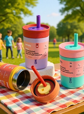 新款owala杯子12oz304不锈钢保温杯小容量儿童硅胶便携运动吸管杯