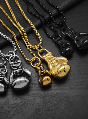 跨境吊坠项链钢拳击手套情侣饰品