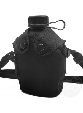 19消防黑色水壶户外行军壶便捷军训用壶铝杯军迷野营水壶