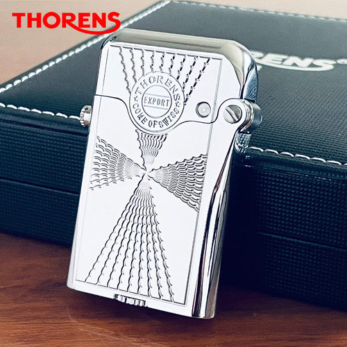 品牌源自THORENS托伦斯正品单钩煤油打火机纯黄铜雕花战壕机砂轮 - 封面