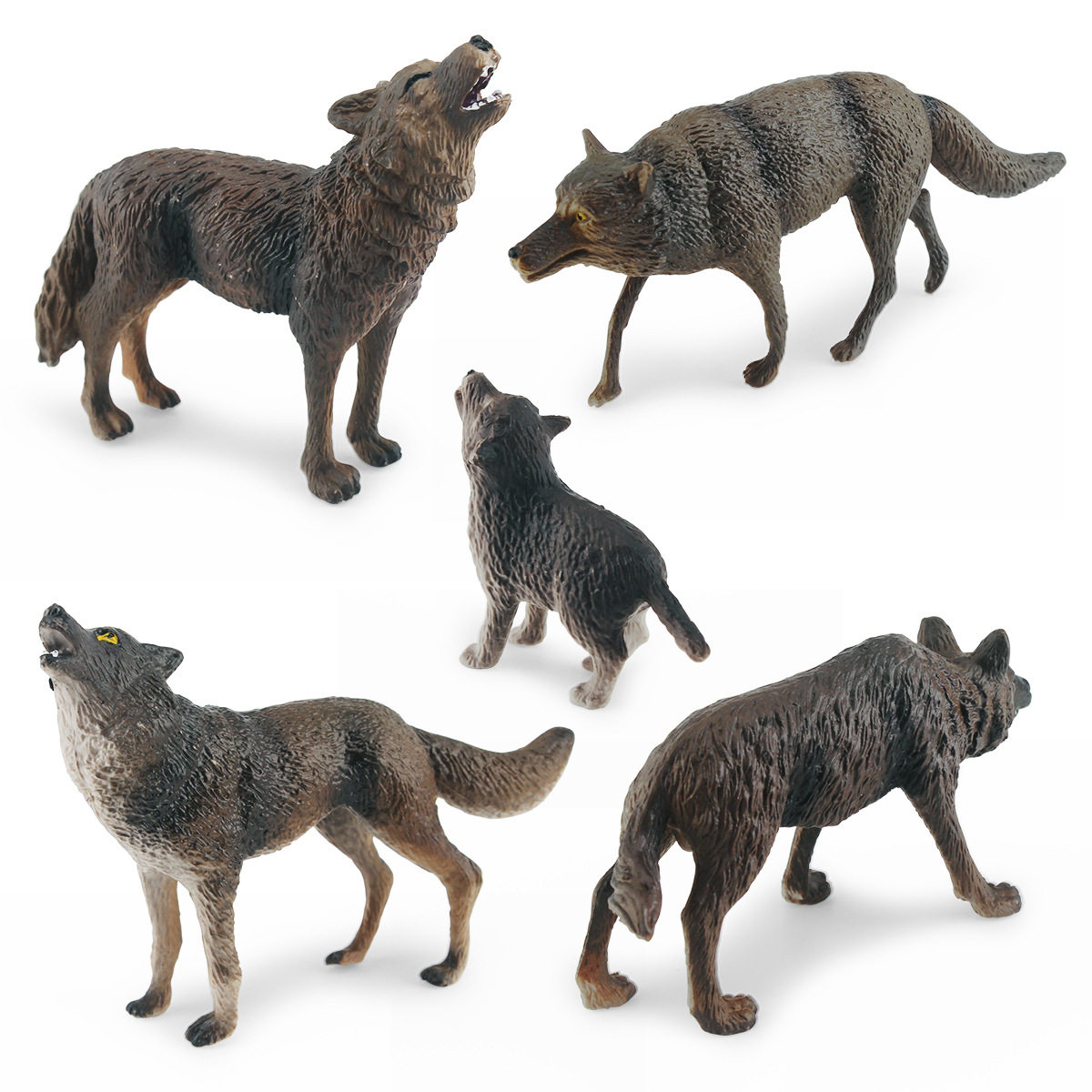 5. Wolf model solid simulation roaring wolf predatory wolf tilted head wolf walking wolf brown wolf desktop ornament early education toy