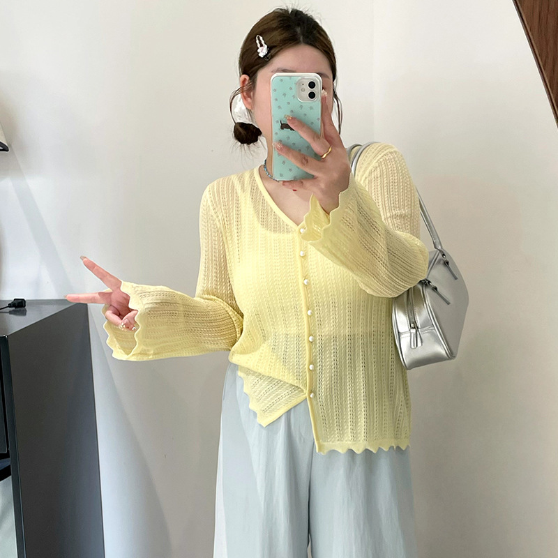 大码女装外搭防晒开衫女长袖上衣2025夏胖mm宽松针织衫22976乃粒