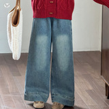 女童2025年秋冬新款韩系牛角扣亮丝毛衣套装女大童加厚款翻领开衫，童装毛衣，祺儿童装