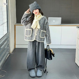 女童加厚外套2025年秋冬新款中大童花朵刺绣开衫休闲毛线围脖上衣，童装外套，祺儿童装