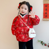 女小童风棉衣冬季加绒加厚拜年服冬装儿童新中式盘扣棉服P112，童装棉衣，祺妙童装