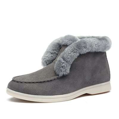 women's leather boots fur Warm winter ladies shoes大码雪地靴