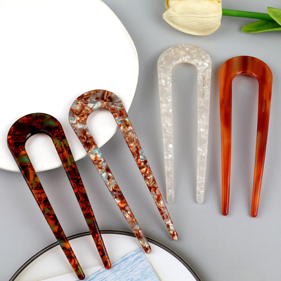 简约Ｕ型醋酸发簪新中式级感发钗