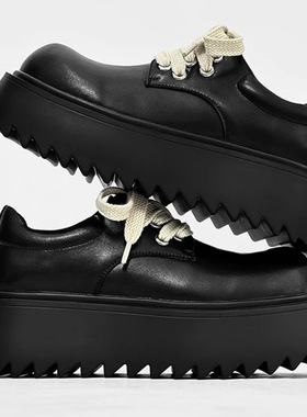 巴黎小皮鞋英伦风2024秋季韩版新款大头德比鞋厚底松糕鞋子