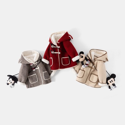 女童加厚外套秋冬季圆领