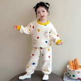 女童睡衣套装秋冬季2025新款儿童休闲洋气冬季女家居服两件套，童装家居服（睡衣），祺妙童装