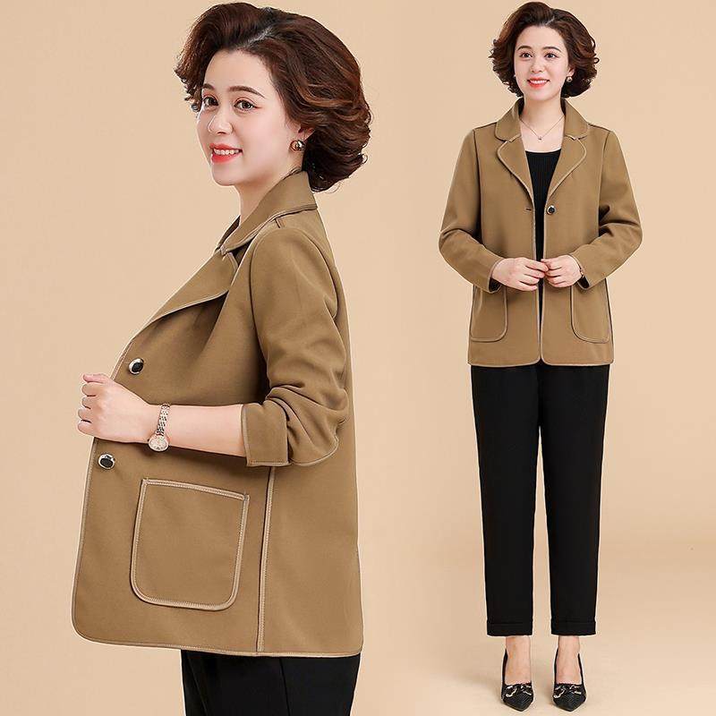 秋季外套女妈妈休闲上衣春秋款中老年女装秋装新款小西服短款风衣