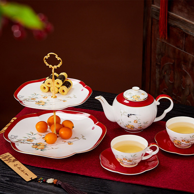 咖啡杯碟套装轻奢级感中式端骨瓷下午茶茶具精致礼盒装伴手礼,餐饮具,整套茶具,淘宝优惠券,粉丝福利购,淘宝优惠卷
