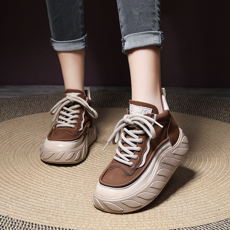 艺鞜2026秋季新款单靴厚底大黄靴马丁靴复古百搭系带短靴高帮女鞋,女鞋,马丁靴,淘宝优惠券,粉丝福利购,淘宝优惠卷