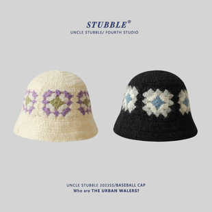 惠州市胡茬叔纯手工针织钩花渔夫帽女春夏季韩系复古显脸水桶帽子