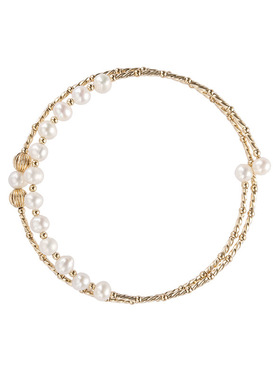 天然淡水珍珠手链女小众14K包金不掉色双层手镯饰品