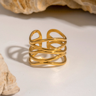 欧美不锈钢戒指18k镀金小众级感轻奢跨境饰品钛钢指环rings