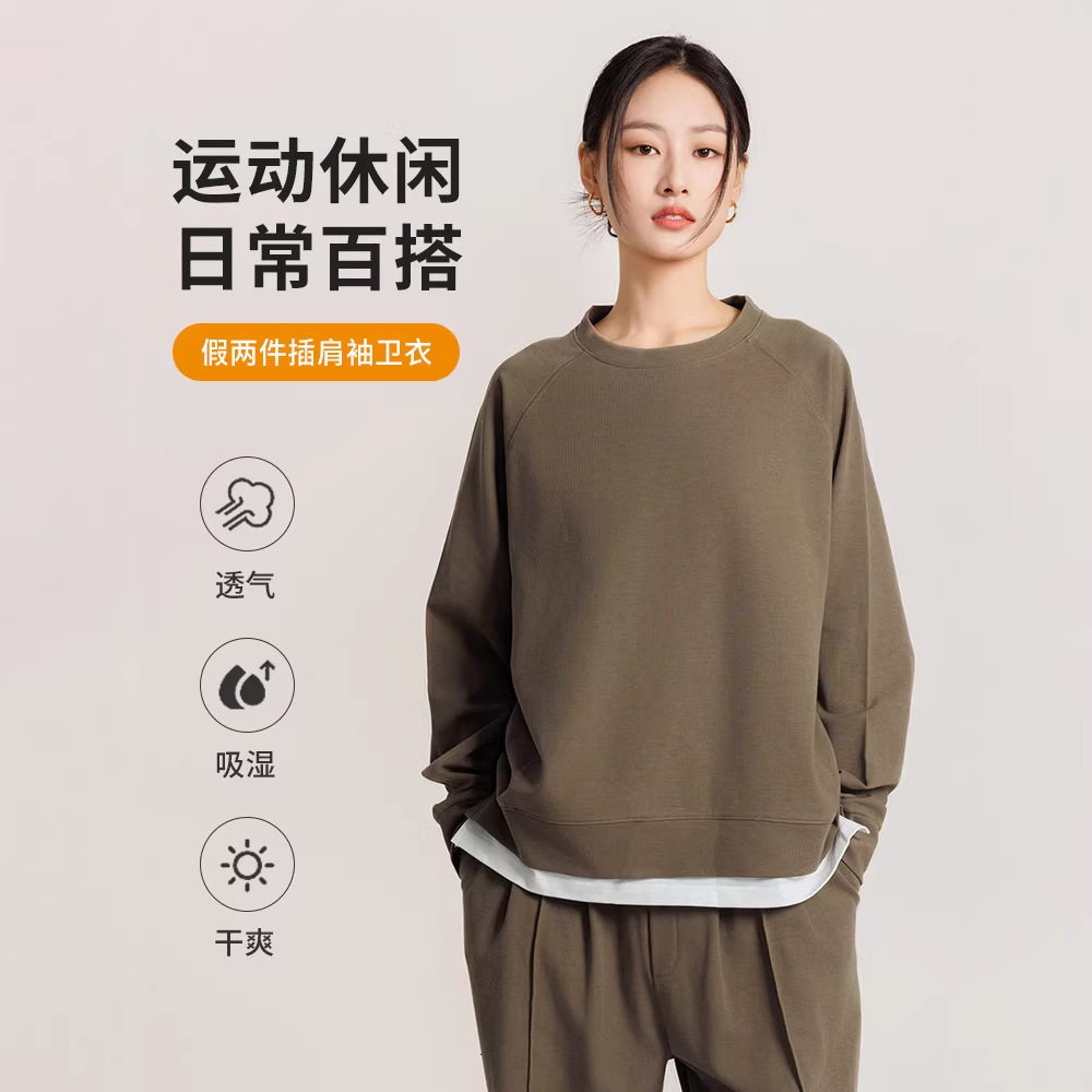 女士卫衣春夏新款棉质圆领套头
