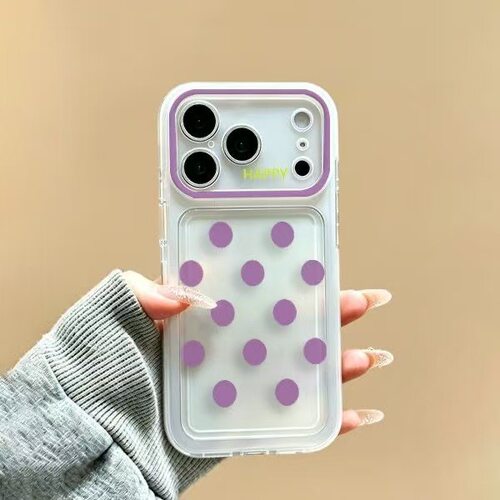 Simple Polka Dot Airbag Phone Case 适用 iPhone 18 Pro Max 17 16 Pro 15 Clear Shockproof Cover
