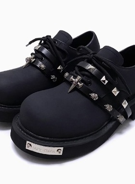 牛皮小众个性设计厚底大头鞋女同款英伦风小皮鞋日系复古德比鞋