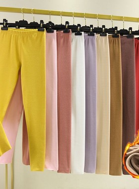 黄色无痕德绒打底裤女士冬季加绒加厚秋裤双面绒紧身长裤保暖裤子