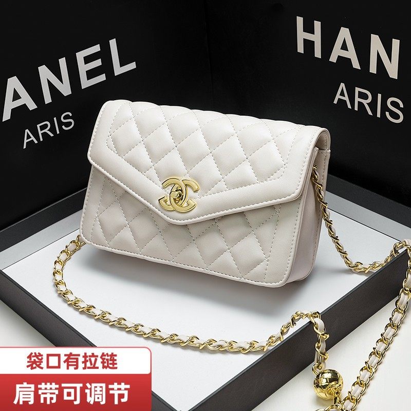 品牌香奶奶菱格真皮肩斜挎链条包百搭品质女士包小包小香风女包