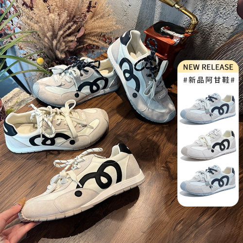 真皮德训鞋2026春季新款平底运动鞋阿甘鞋休闲女鞋百搭酷赛车鞋女