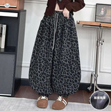 女童2025秋冬新款时尚豹纹灯笼裤女大童户外原宿风显瘦弯刀阔腿裤，童装裤子，祺儿童装