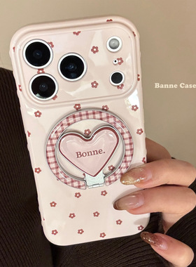 AceCase红棕花朵iphone16promax苹果17适用15手机壳14爱心磁吸支架13气质12软套