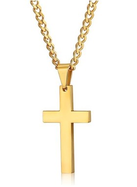 配链条简约百搭光面黑色金色银色十字架项链小众个性配饰毛衣链