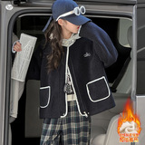 女童秋冬加绒外套2025年新款中大童刺绣毛毛连帽卫衣保暖开衫冬装，童装外套，祺儿童装