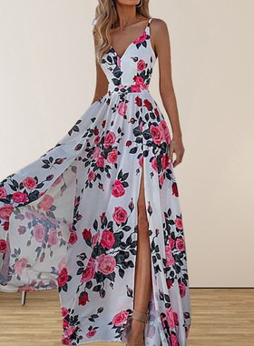 2025Fashion women party dresses ladies shirt dress印花连衣裙